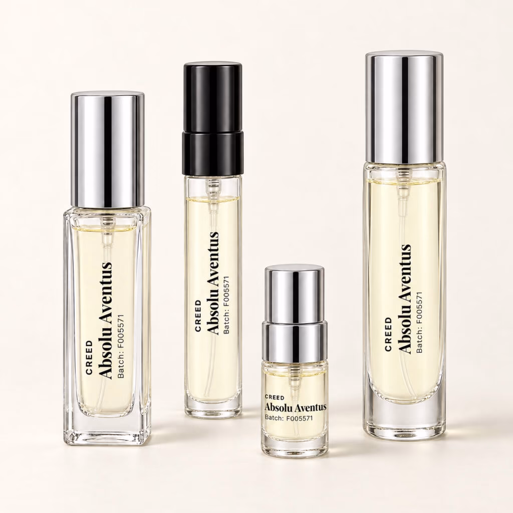 Absolu Aventus in four regular and premium decant formats Absolu Aventus in four regular and premium decant formats