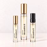 Xerjoff Alexandria II in a regular vial, slim rectangular premium5ml and round premium10ml, with transparent labels.