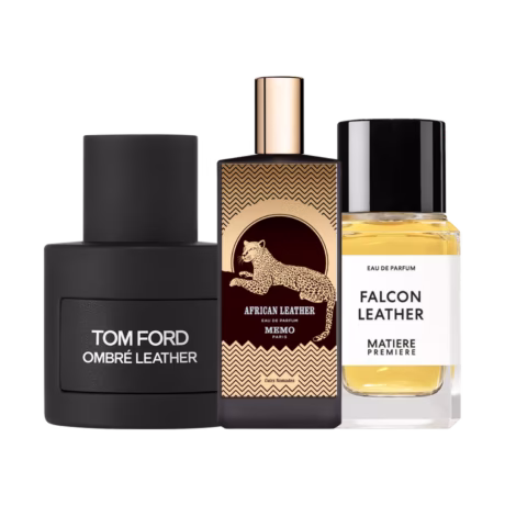 Leather, Three Ways: Tom Ford Ombré Leather, Memo Paris African Leather and Matiere Premiere Falcon Leather bottles