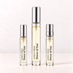 Giorgio Armani Power of You in three clear-labelled decants: a regular vial, slim rectangular premium 5 ml and round premium 10 ml.