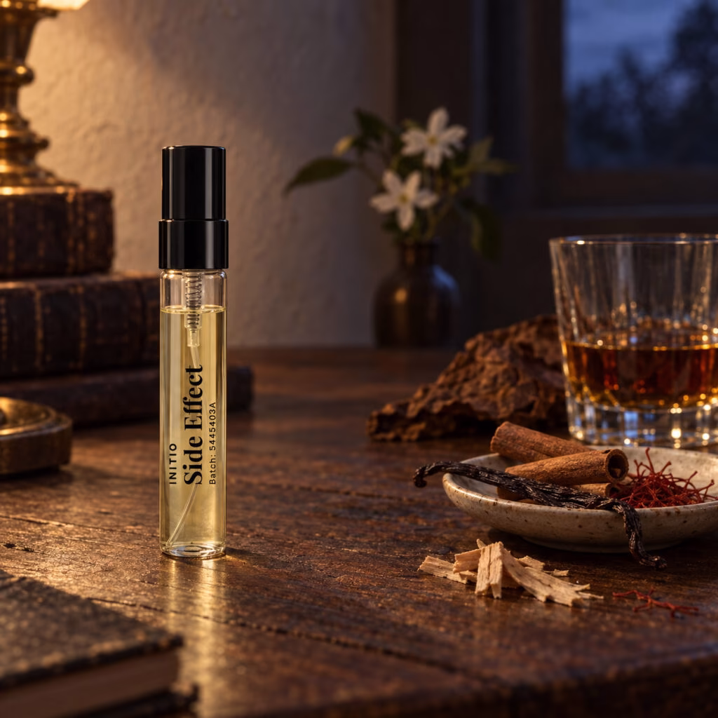 Side Effect decant in a fragrance-inspired photographic scene