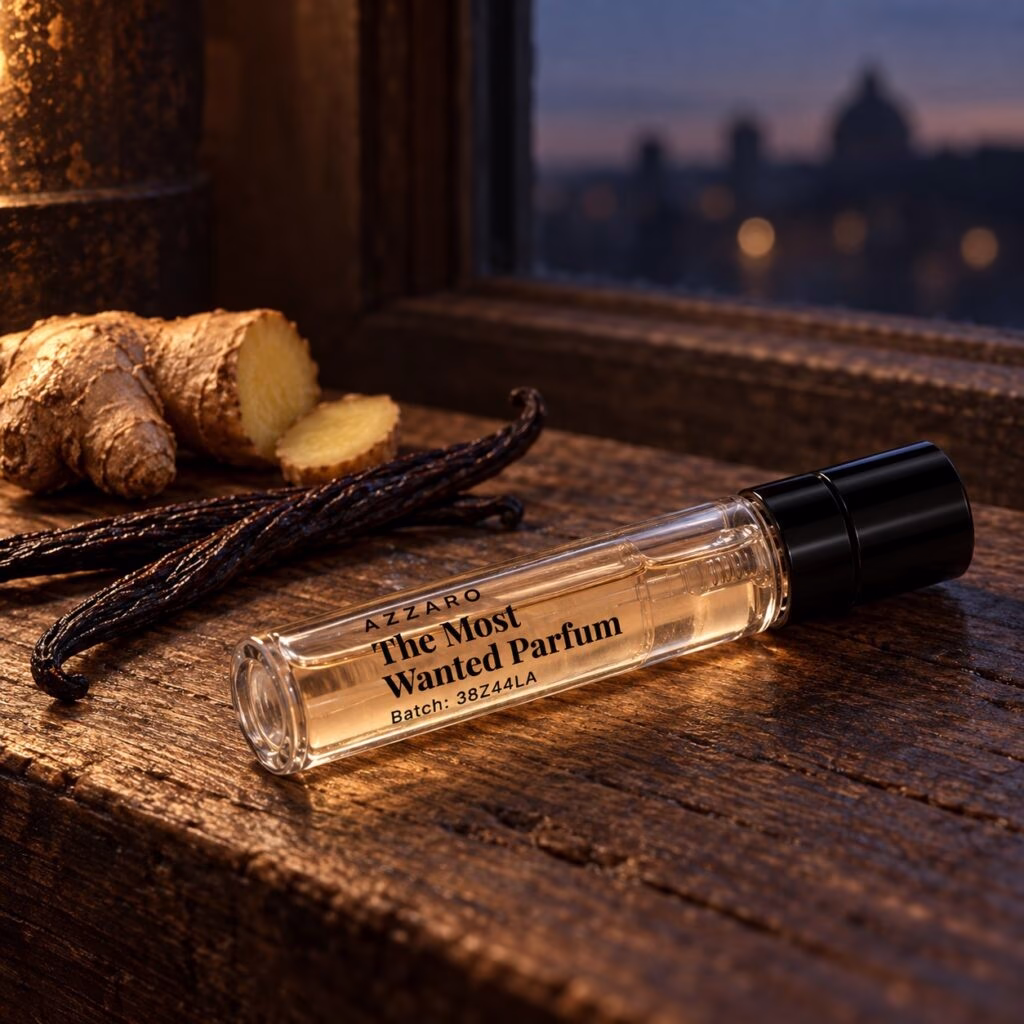 The Most Wanted Parfum decant in una scena fotografica ispirata alla fragranza